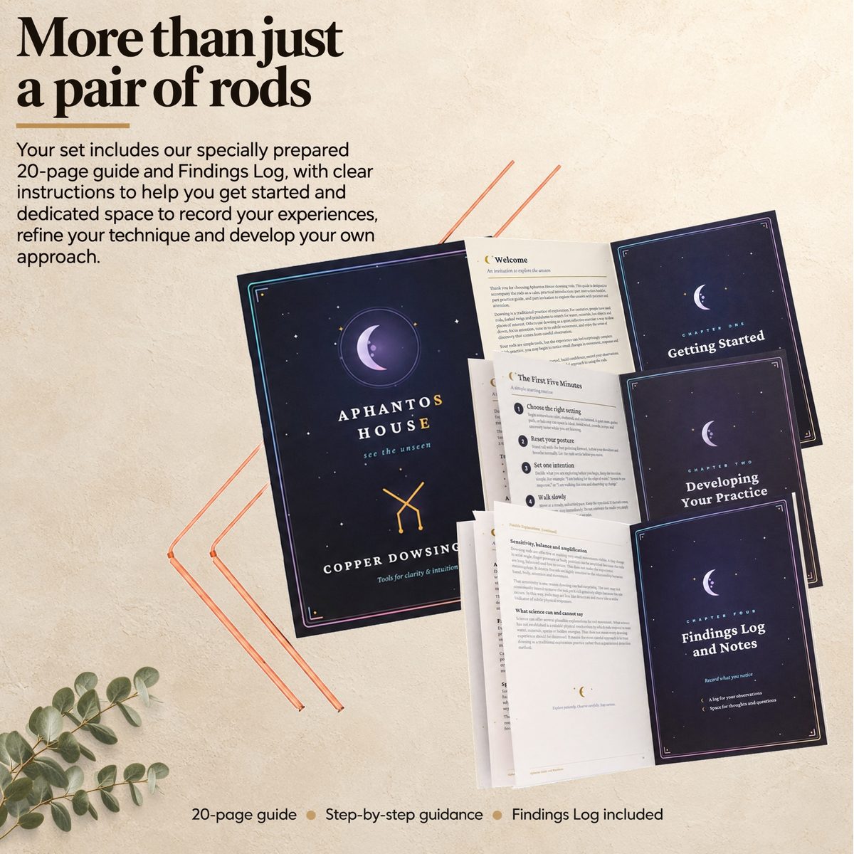 The 20-page guide open across its chapters, with the findings log
